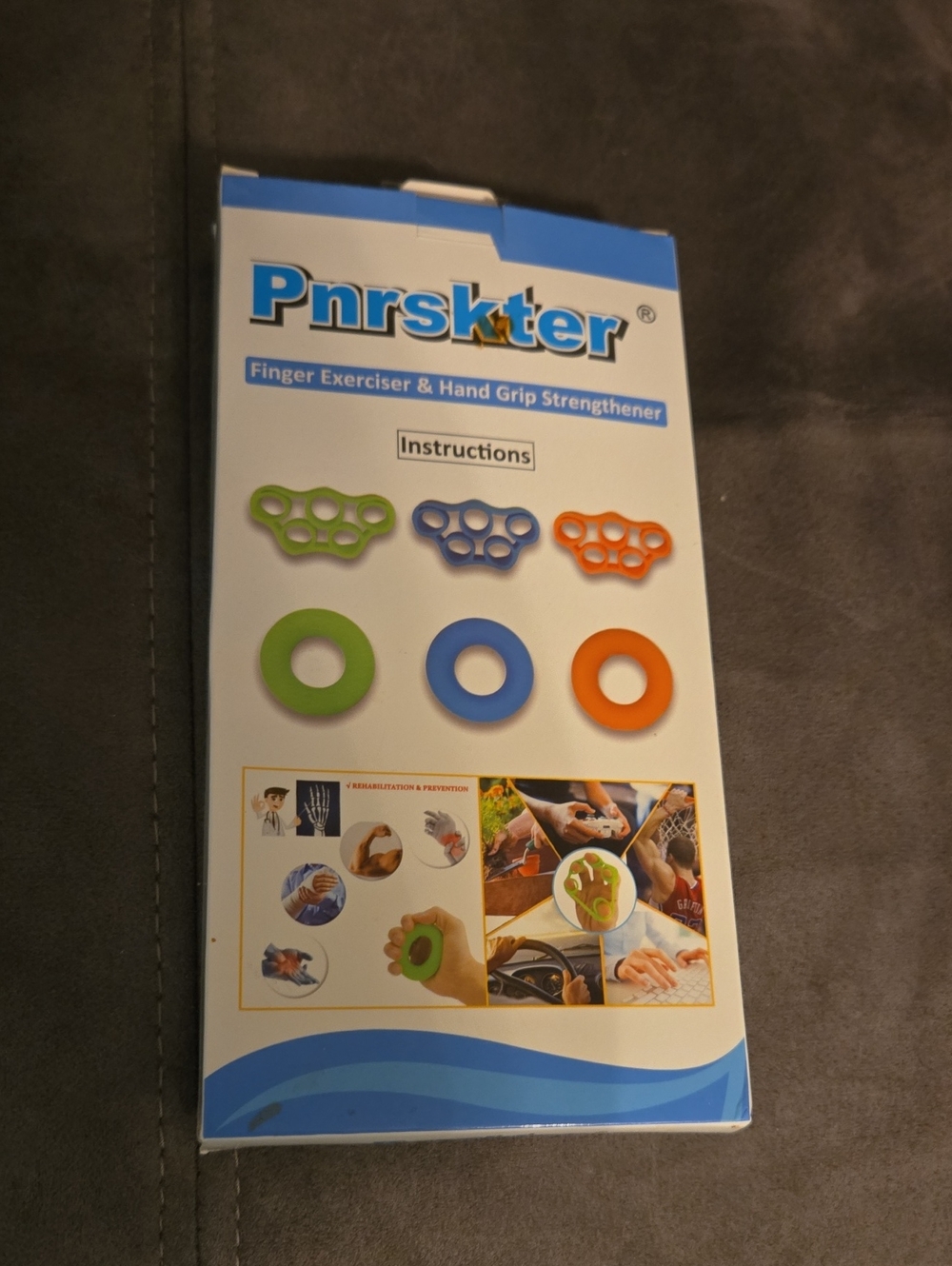 Pnrskter Finger Exerciser & Hand Grip Strengthener - Green, Blue, Orange